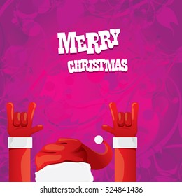 Santa Claus hand rock n roll gesture icon vector illustration. Christmas Rock n roll concert poster design template or greeting card. Rockstar concept