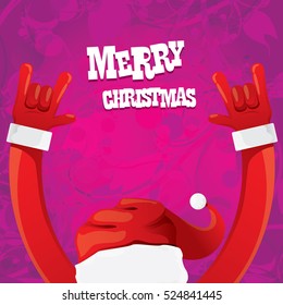 Santa Claus hand rock n roll gesture icon vector illustration. Christmas Rock n roll concert poster design template or greeting card. Rockstar concept