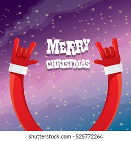 Santa Claus hand rock n roll gesture icon vector illustration. Christmas Rock n roll concert poster design template or greeting card. Rockstar concept