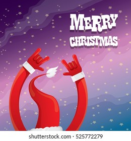 Santa Claus hand rock n roll gesture icon vector illustration. Christmas Rock n roll concert poster design template or greeting card. Rockstar concept