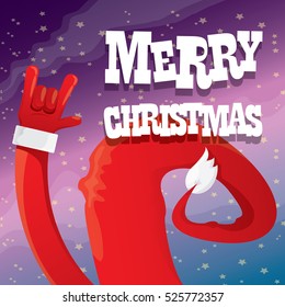Santa Claus hand rock n roll gesture icon vector illustration. Christmas Rock n roll concert poster design template or greeting card. Rockstar concept