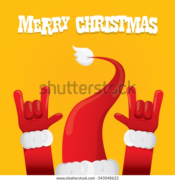サンタクロースの手のロックンロールのアイコンベクターイラスト クリスマスロックコンサートのポスターデザインテンプレートまたはグリーティングカード のベクター画像素材 ロイヤリティフリー