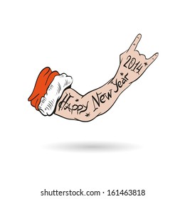 Santa Claus hand tattooed, vector illustration