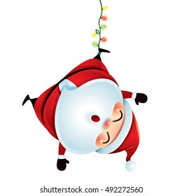 Santa Claus hanging upside down