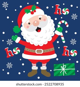 Santa Claus in Happiness For Christmas Card or Bag design