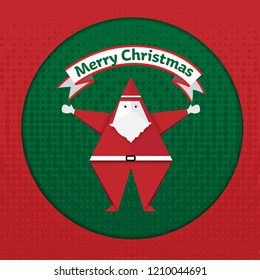 Santa Claus with a happy Christmas character. The paper folded into various shapes. For greeting cards, invitations and posters on Christmas and New Year's Day. Cut paper art