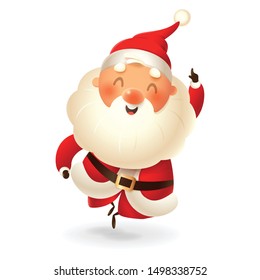 Santa Claus - happy expression - point finger up - vector illustration isolated on transparent background