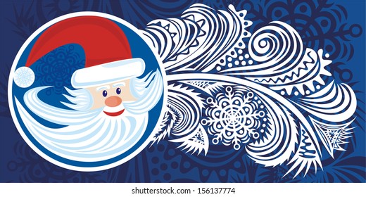 Santa claus happy new year merry christmas card vector illustration