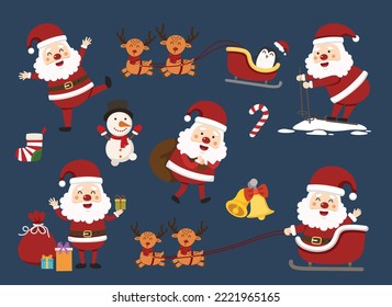 santa claus happy new year and merry christmas illustration vector