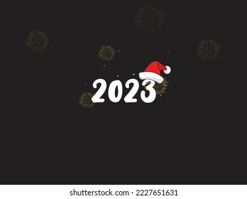 Santa Claus hat with 2023 concept. vector 2023 and Christmas background