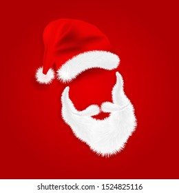 Santa Claus hat and beard.