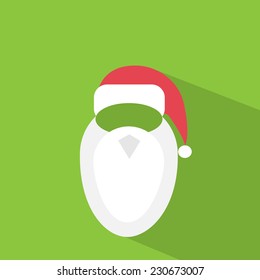 santa claus hat beard flat icon design vector illustration