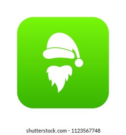 Santa Claus hat and beard icon digital green for any design isolated on white vector illustration