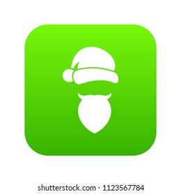 Santa Claus hat and beard icon digital green for any design isolated on white vector illustration
