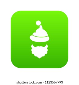 Santa Claus hat and beard icon digital green for any design isolated on white vector illustration