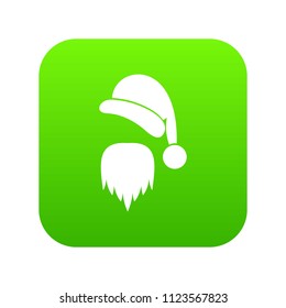 Santa Claus hat and beard icon digital green for any design isolated on white vector illustration