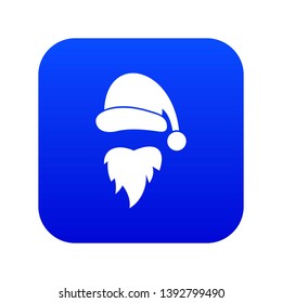 Santa Claus hat and beard icon digital blue for any design isolated on white vector illustration