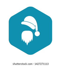 Santa Claus hat and beard icon in simple style on a white background vector illustration