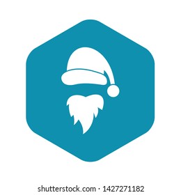 Santa Claus hat and beard icon in simple style on a white background vector illustration