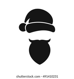 Santa Claus hat and beard icon in simple style on a white background vector illustration