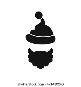 Santa Claus hat and beard icon in simple style on a white background vector illustration