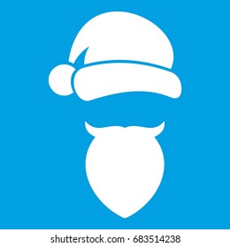 Santa Claus hat and beard icon white