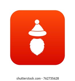 Santa Claus hat and beard icon digital red for any design isolated on white vector illustration