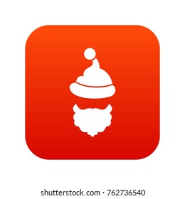 Santa Claus hat and beard icon digital red for any design isolated on white vector illustration