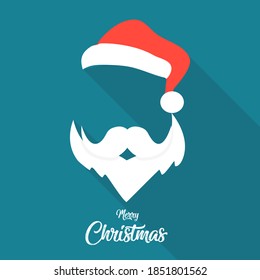 Santa Claus hat and beard With merry christmas greetings
