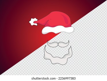 Sombrero de Papá Noel y barba en un entorno aislado. Feliz Diseño del Concepto de Navidad. Feliz Año Nuevo.