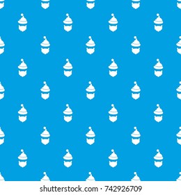 Santa Claus hat and beard pattern repeat seamless in blue color for any design. Vector geometric illustration