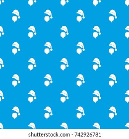 Santa Claus hat and beard pattern repeat seamless in blue color for any design. Vector geometric illustration