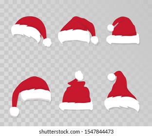 Шапка и борода Деда Мороза. Иллюстрация красной открытки с Рождеством
