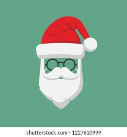 Santa Claus hat and beard template icon isolated on white background. Vector illustration. Eps 10.