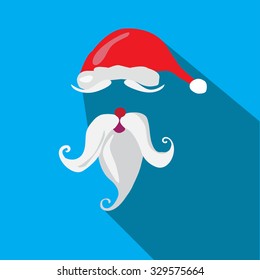 Santa Claus hat and beard template - vector illustration