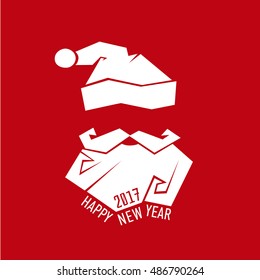 Santa Claus hat and beard template, Christmas, New Year greeting card. Santa Claus. Vector illustration