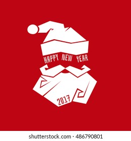 Santa Claus hat and beard template, Christmas, New Year greeting card. Santa Claus. Vector illustration