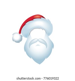 Santa Claus hat and beard template - vector illustration