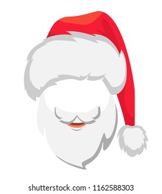 Santa Claus hat and beard. Santa Claus vector illustration