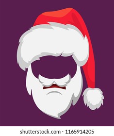 Santa Claus hat and beard. Santa Claus vector illustration