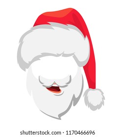 Santa Claus hat and beard. Santa Claus vector illustration