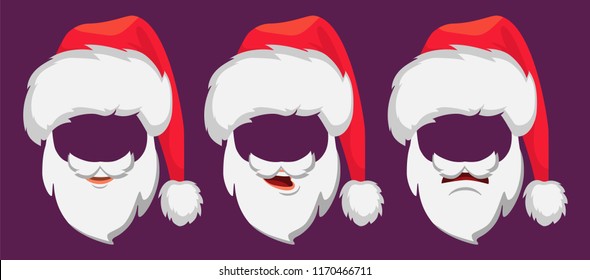 Santa Claus hat and beard. Santa Claus vector illustration
