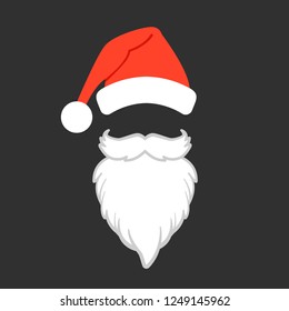 Santa Claus Hat And Beard. Santa Claus Vector Illustration