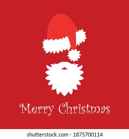 Santa Claus hat and beard. Vector illustration. Happy Holidays.