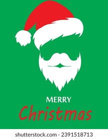 Santa Claus hat and beard.Happy Christmas and Happy New Year