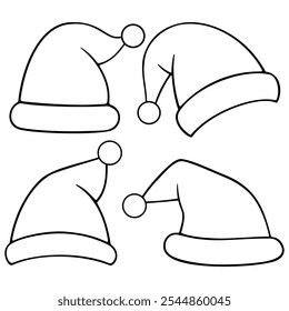 Santa Claus hat and beard.Merry Christmas Card Illustration