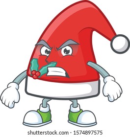 Santa claus hat cartoon character style with angry face