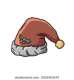 Santa Claus hat cartoon illustration. hat Christmas vector template design. Marry Christmas clothes holiday vector illustration elements for design