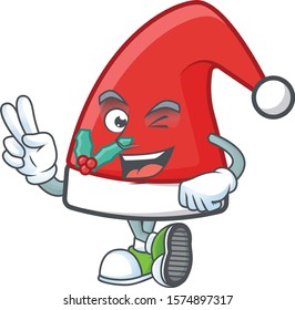 Santa claus hat Character cartoon style with two fingers