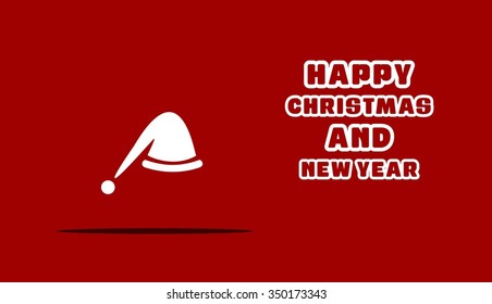 Santa Claus hat Christmas decorative template Design, Christmas New Year Flat card illustration
